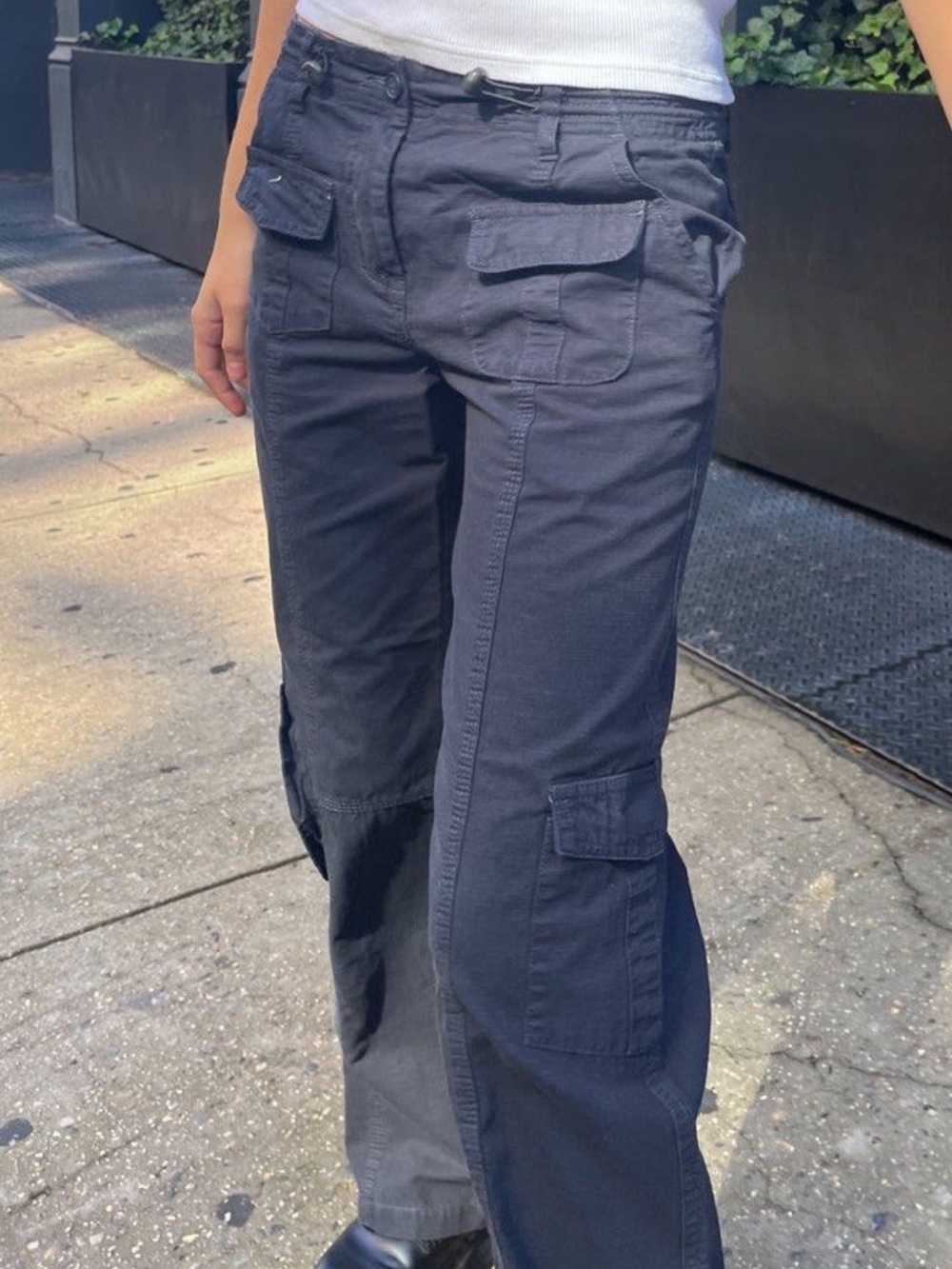 Brandy Melville Kim Cargo Pants Dark Navy Y2K Utility One Size